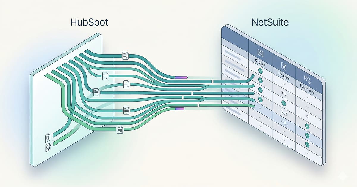 HubSpot and NetSuite integration showing breakdowns between CRM and ERP across revenue operations